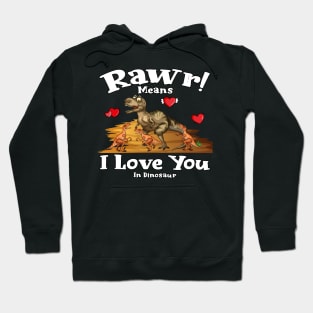 Rawr Means I Love You In Dinosaur, I Love You Design Hoodie